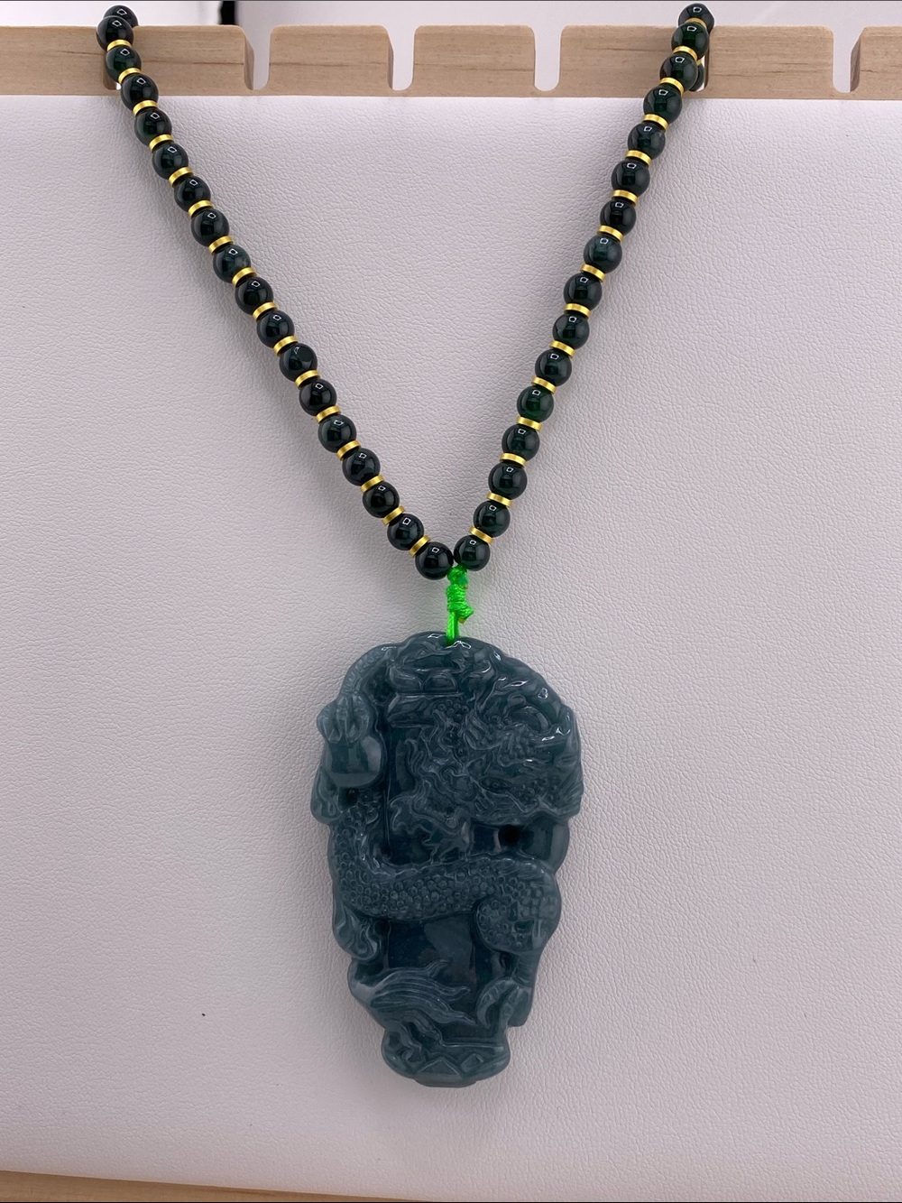 Blue Water Jade Pendant • Carved Jade Necklace Piece • Luxury Jade Collection
